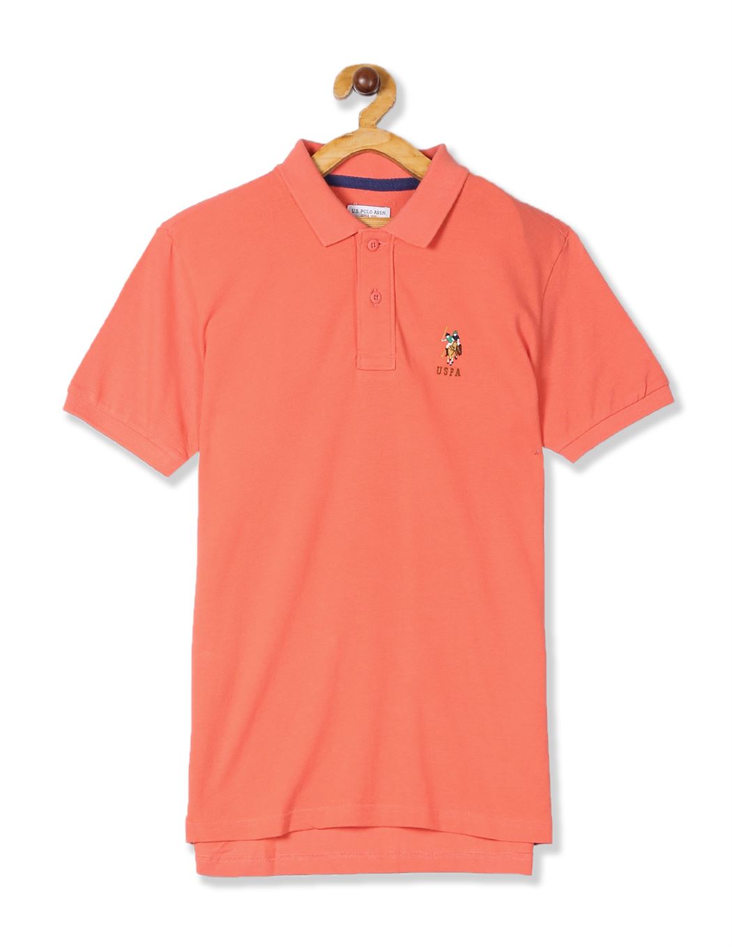 U.S. Polo Assn. Orange Boys Solid Cotton Polo Shirt